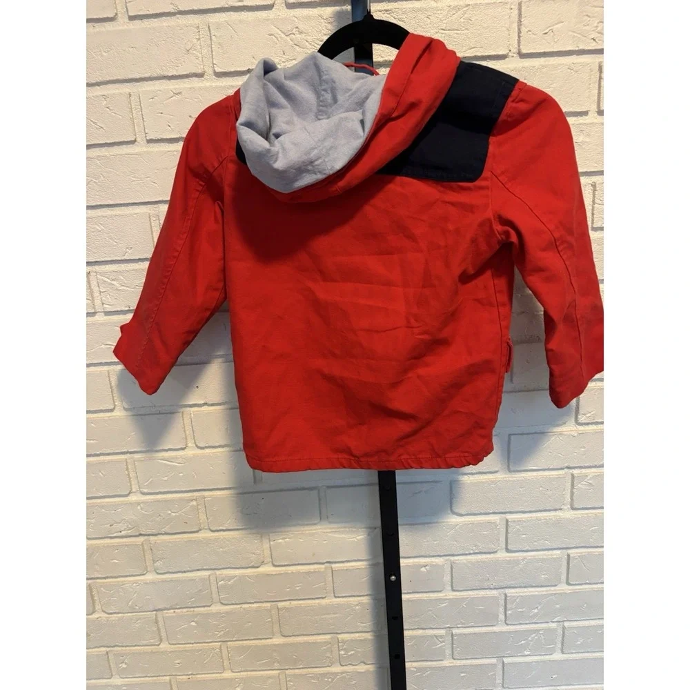 Janie and Jack Red Toggle Hooded Duffle Coat Jacket Toddler 3-4 Nautical Preppy